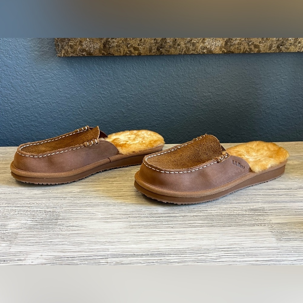 NWOT!!! L.L. Bean Women's Brown Leather Slippers